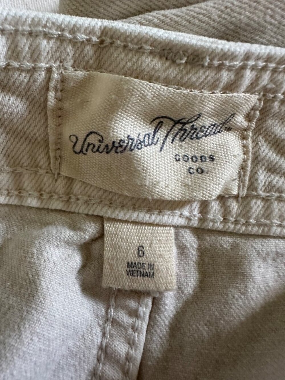 Universal Thread Womens Wide-Leg Beige Denim Pants With Back Pockets Size6 - Picture 12 of 16